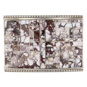 Rick & Lucy Vacit Zuni Sterling Wild Horse Turquoise Inlay Belt Buckle