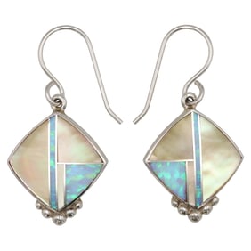 Cathy Webster Navajo Sterling Multi Stone Inlay Earrings