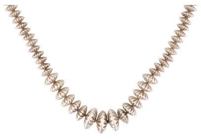 Navajo Sterling Stamped Graduated Bead Necklace