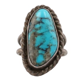 Vintage Navajo Sterling Turquoise Ring Sz 8