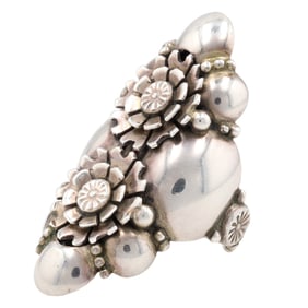 Clem Nalwood Navajo Sterling Barrel Ring Sz 7