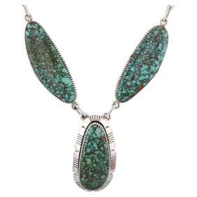 Eugene Belone Navajo Sterling #8 Turquoise Necklace