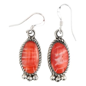 Bernita Begay Navajo Sterling Spiny Oyster Dangle Earrings