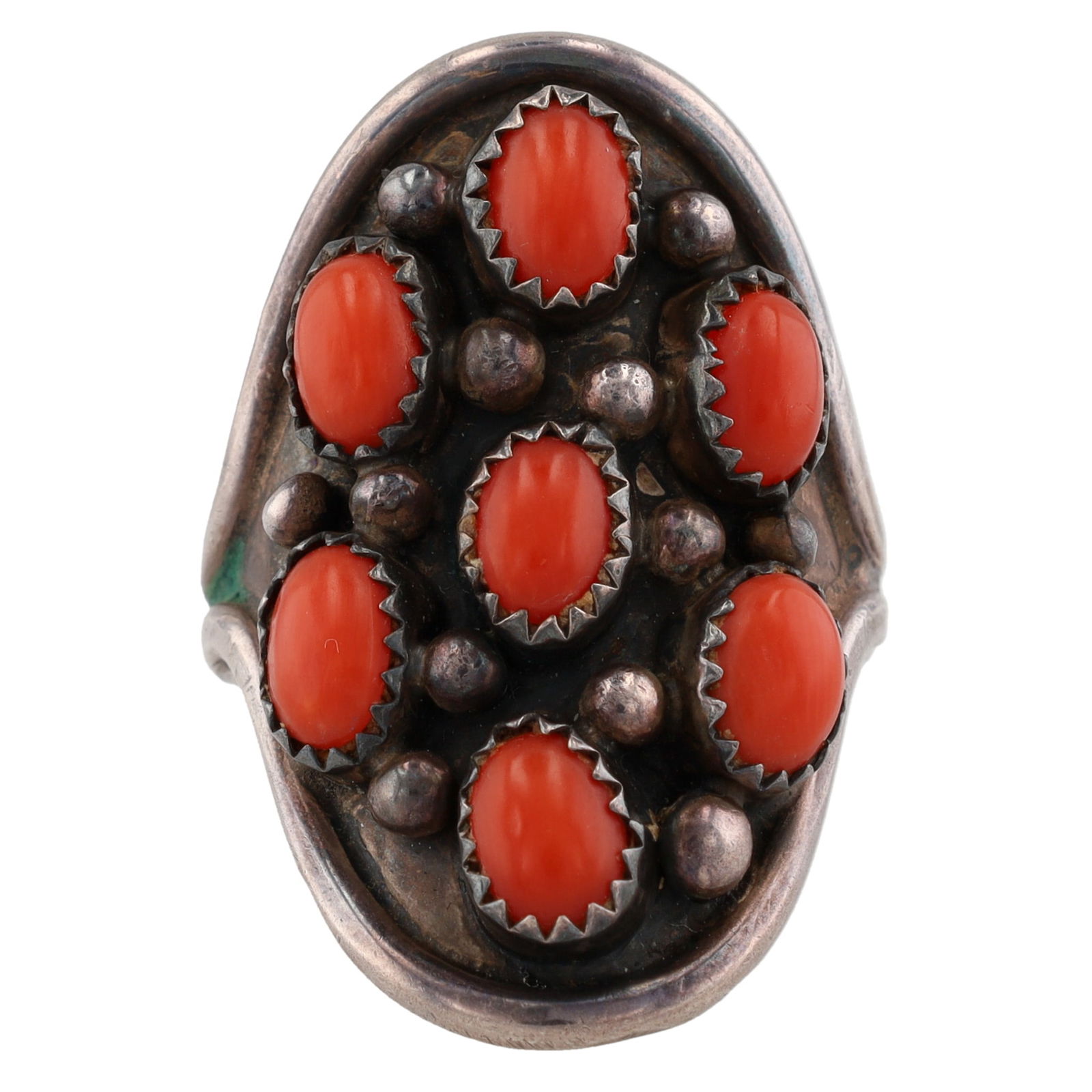 James Toadlena Navajo Sterling Coral Cluster Ring Sz 11.5 (1 of 6)