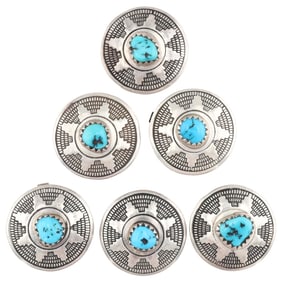 Navajo Sterling Turquoise Button Covers