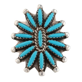 Corbet Joe Navajo Sterling Turquoise Needlepoint Ring Sz 8.5