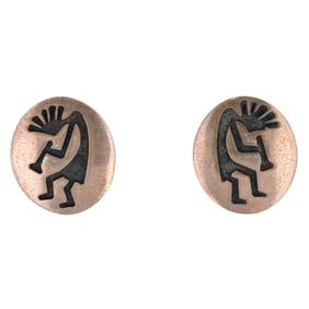Elgene Sehongva Hopi Sterling Kokopelli Earrings