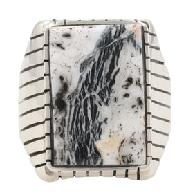 Ray Jack Navajo Sterling White Buffalo Men's Ring Sz 12.5