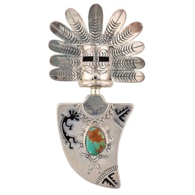 Elvis Nelson Navajo Sterling Royston Turquoise Kachina Pendant