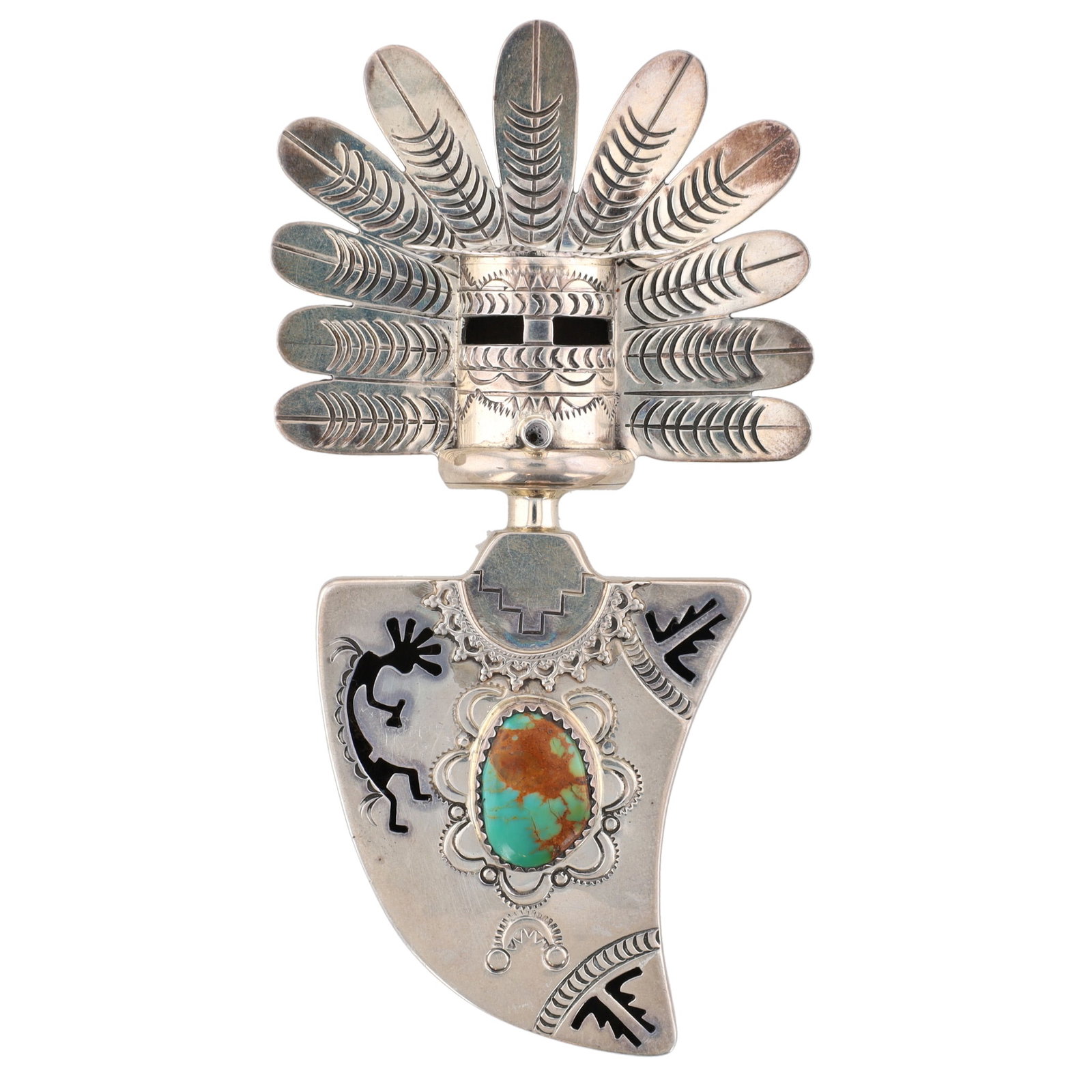 Elvis Nelson Navajo Sterling Royston Turquoise Kachina Pendant (1 of 4)