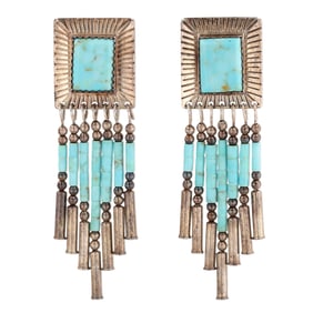 Quoc Trading Co. Sterling Turquoise Dangle Earrings