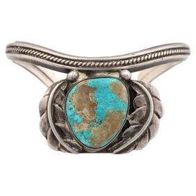 Vintage Navajo Sterling Turquoise Cuff Bracelet