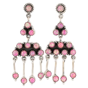 HaDa Collection Sterling Pink Opal Tier Dangle Earrings