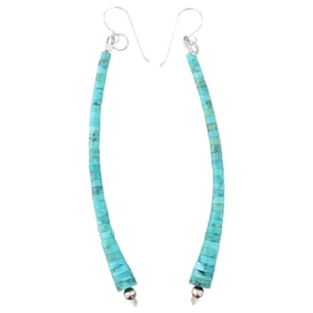 Corraine Smith Navajo Sterling Turquoise Heishi Earrings