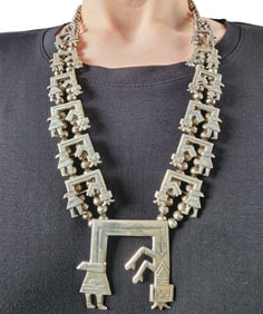 Francis Jones Navajo Sterling Yei Squash Blossom Necklace