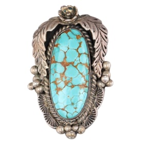 Bernita Begay Navajo Sterling Turquoise Ring Sz 7.5