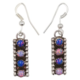Esther White Navajo Sterling Opal Dangle Earrings