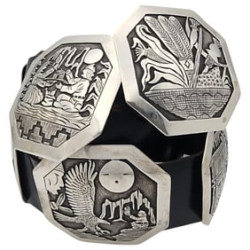 Lloyd Becenti Navajo Sterling Storyteller Concho Belt