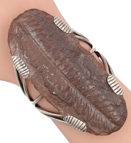 Vintage Navajo Sterling Fossil Cuff Bracelet