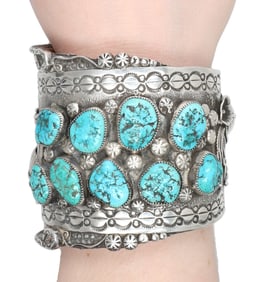 Kenneth Begay Navajo Sterling Turquoise Cuff Bracelet