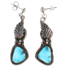 Justin Morris Navajo Sterling Turquoise Earrings