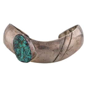 Chester Nez Navajo Sterling Turquoise Cuff Bracelet