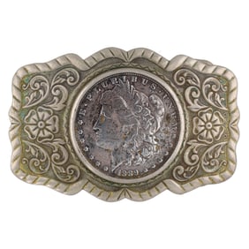 Bell Trading Post Nickel Silver 1889 Morgan Dollar Coin Belt Buckle