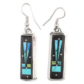Gilbert Smith Navajo Sterling Multi Stone Inlay Earrings