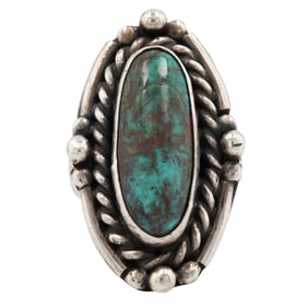 Vintage Navajo Sterling Turquoise Ring Sz 9.75