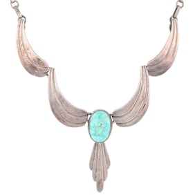 Vintage Navajo Sterling Turquoise Necklace
