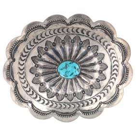 Vintage Navajo Sterling Turquoise Concho Belt Piece
