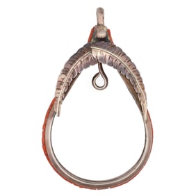 Vintage Navajo Sterling Coral Heishi Pendant