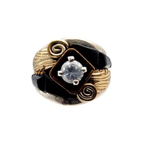 Silver Ray Sterling Onyx Ring Sz 4
