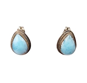 Sterling Larimar Teardrop Stud Earrings
