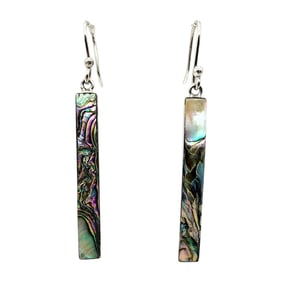 Sterling 'ATI' Mexico Abalone Bar Dangle Earrings