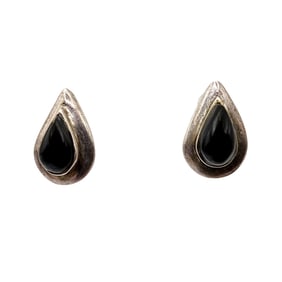 Sterling Onyx Teardrop Stud Earrings
