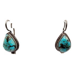 Sterling Faux Turquoise Teardrop Earrings