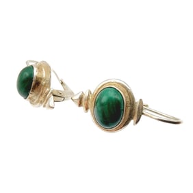 Sterling Malachite Cabachon Drop Earrings