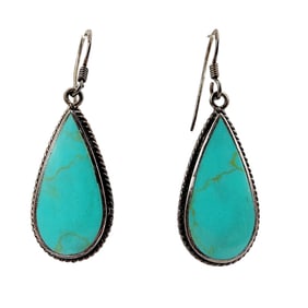 Sterling Faux Turquoise Teardrop Earrings