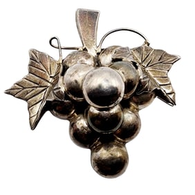 Sterling Taxco TC-128 Grape Cluster Brooch/Pendant