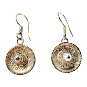 Sterling Artisan Signed Taxco? Sombrero Dangle Earrings