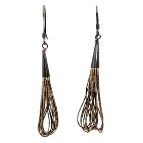 Sterling Liquid Silver Dangle Hoop Earrings