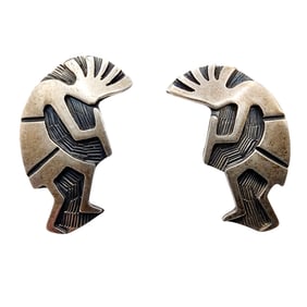 Sterling Navajo Kokopelli Stud Earrings