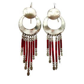 Sterling Native Microbeaded Fringe Earrings