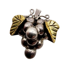 Sterling Taxco TC-73 Mexico Grape Brooch Pendant