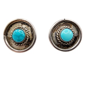 Sterling Southwestern Turquoise Disc Earrings