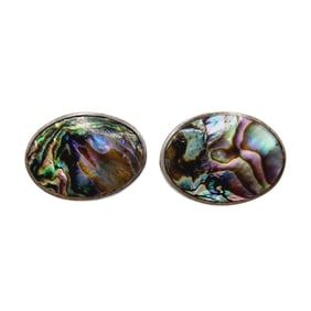 Sterling Signed 'AS' Taxco Abalone Cufflinks