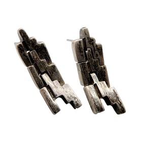 Sterling Taxco TH-71 Moveable Chain Link Earrings