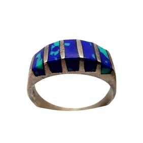 Sterling Mexico Azurite Inlay Ring SZ 7