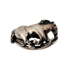 Sterling Ted Ott Navajo Running Horse Ring SZ 7.25